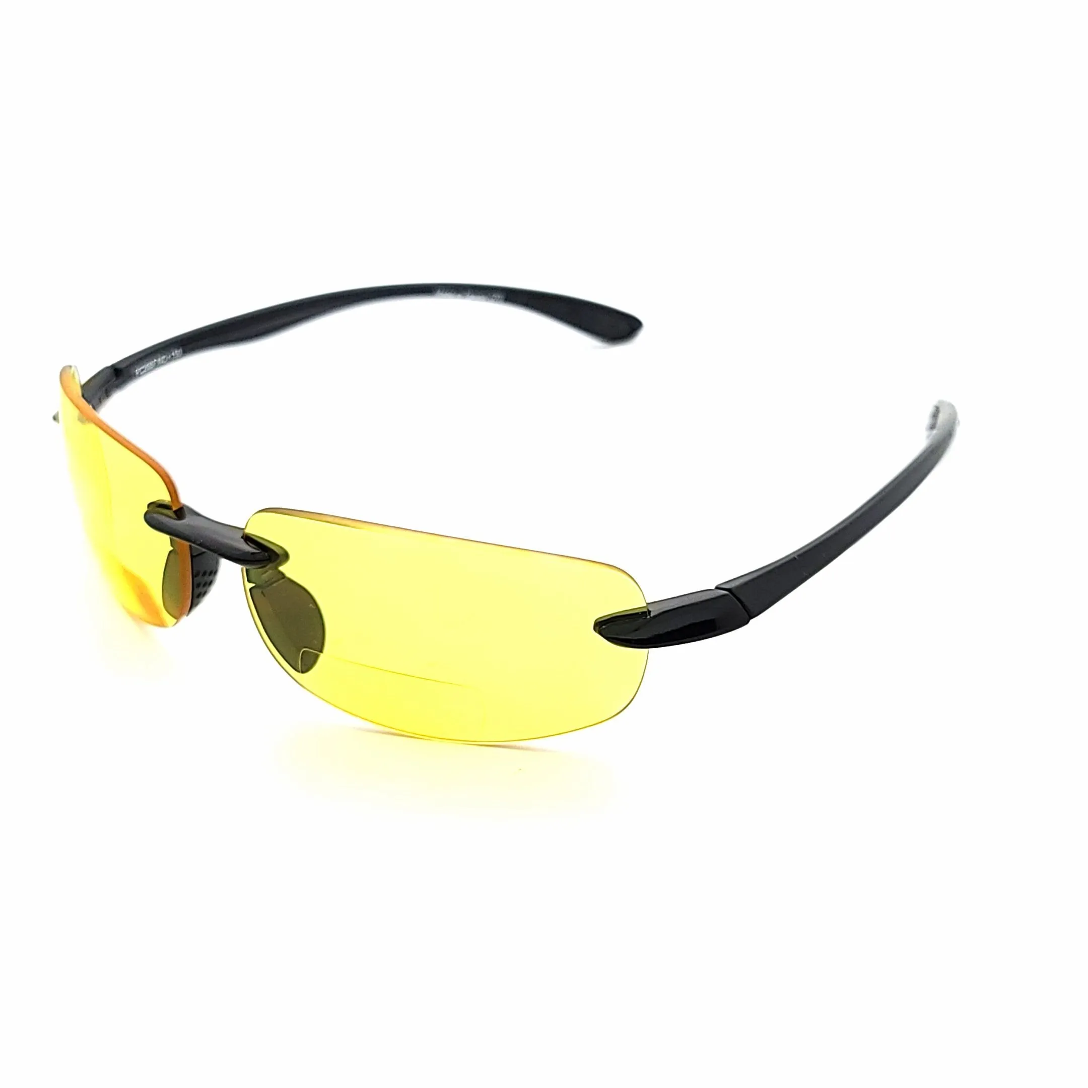 Shotgun Yellow Tinted Rimless Shooting, Hunting, & Night Driving Sports Bifocal Glasses