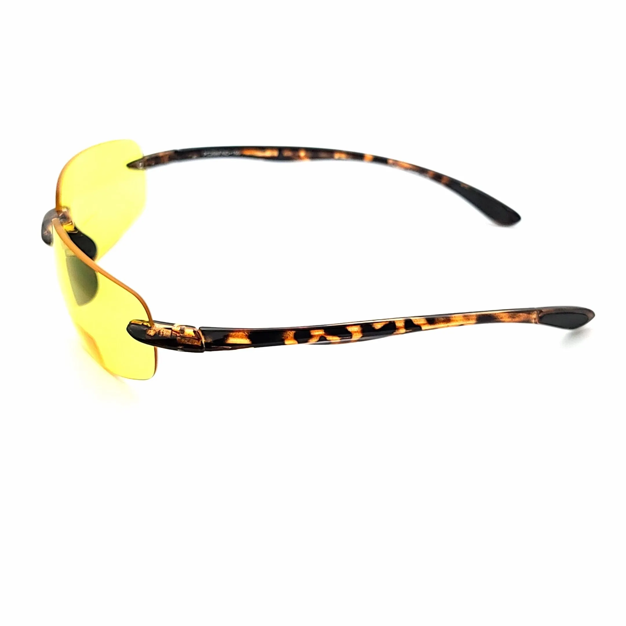 Shotgun Yellow Tinted Rimless Shooting, Hunting, & Night Driving Sports Bifocal Glasses