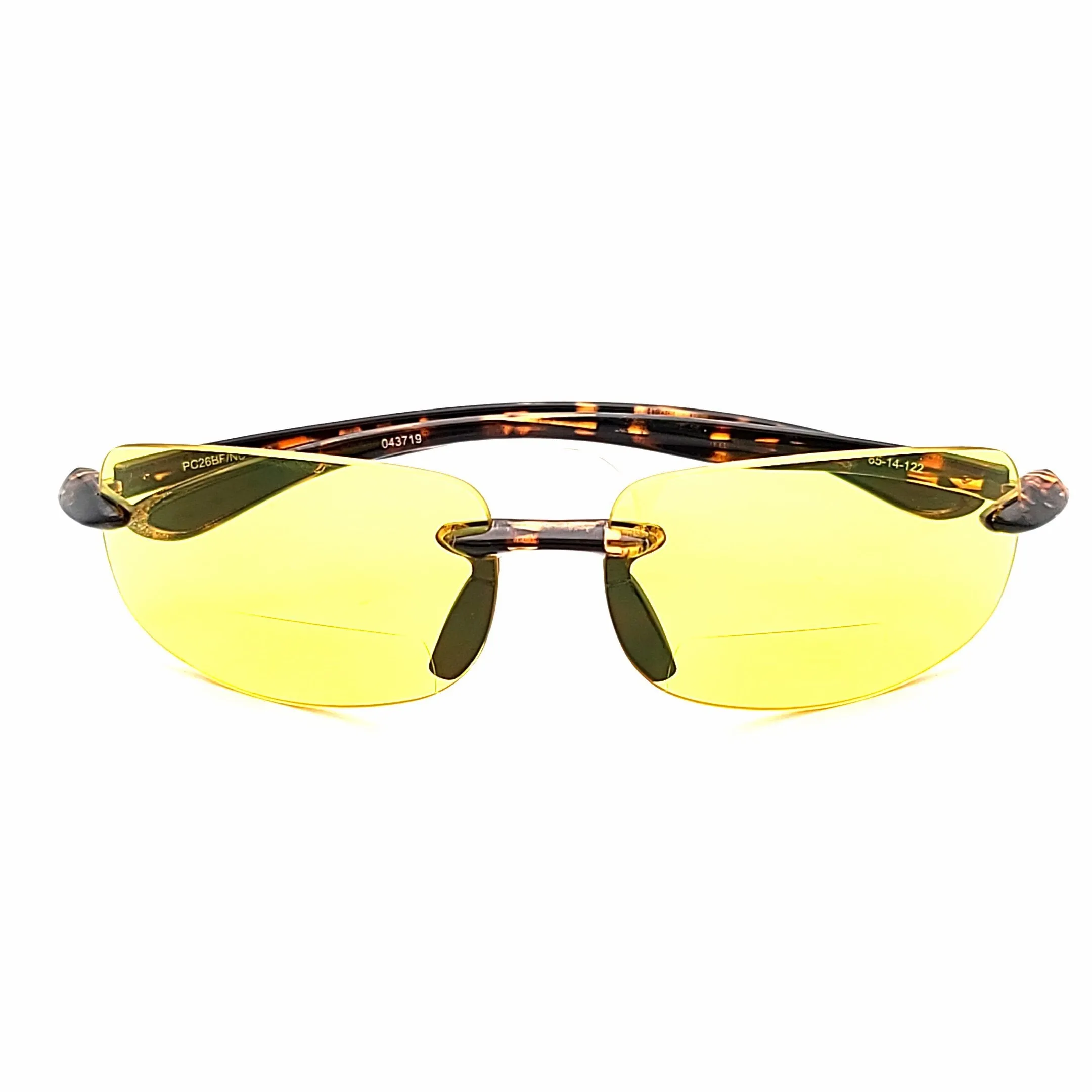 Shotgun Yellow Tinted Rimless Shooting, Hunting, & Night Driving Sports Bifocal Glasses