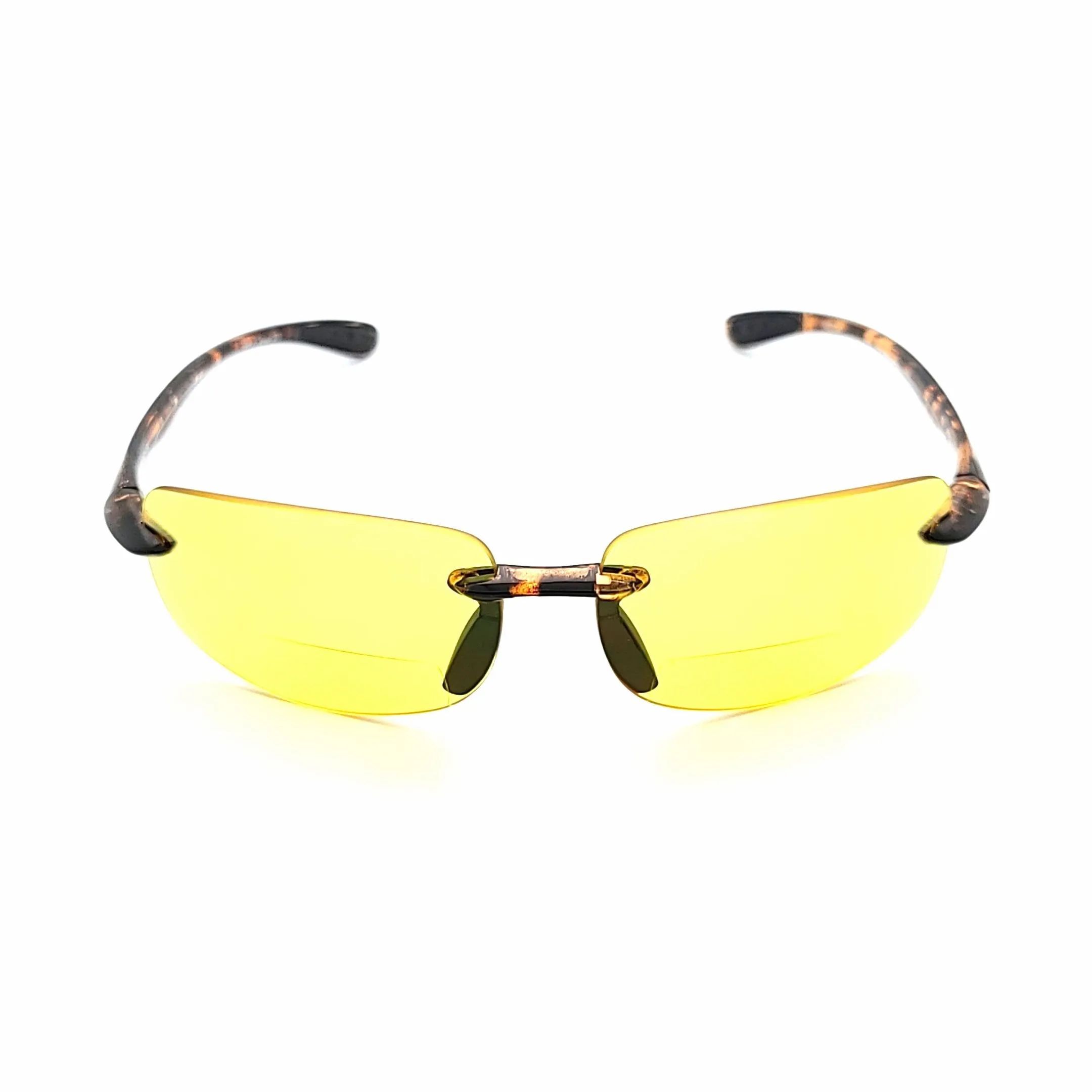 Shotgun Yellow Tinted Rimless Shooting, Hunting, & Night Driving Sports Bifocal Glasses