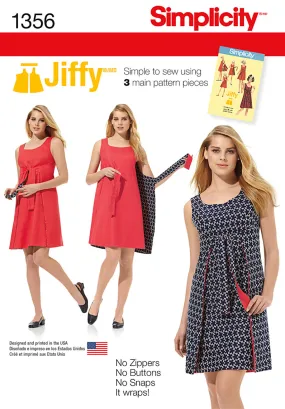 Simplicity Pattern S1356 Misses' Vintage 1970s Jiffy Reversible Wrap Dress (Easy)