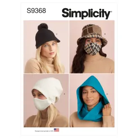 Simplicity Sewing Pattern S9368 Hat and Mask Sets, Hooded Infinity Scarf and Mask