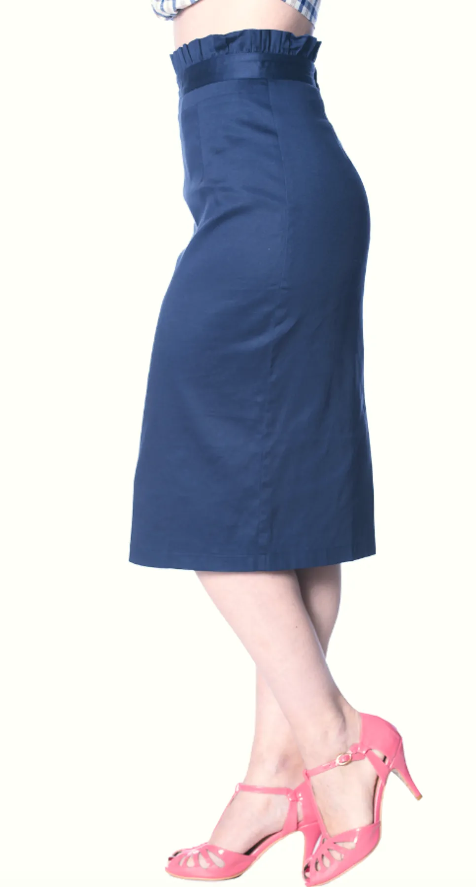 Skirt Navy Ruffle Pencil