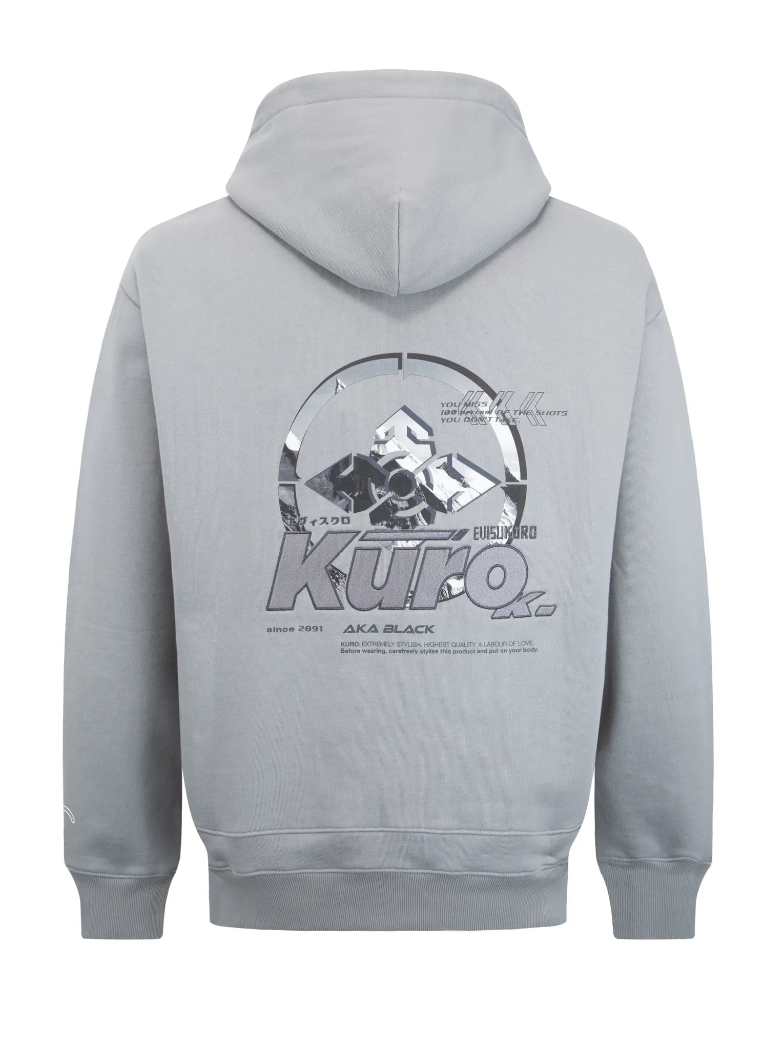 Snow Mountain-pattern Kamon Print Hooded Sweatshirt