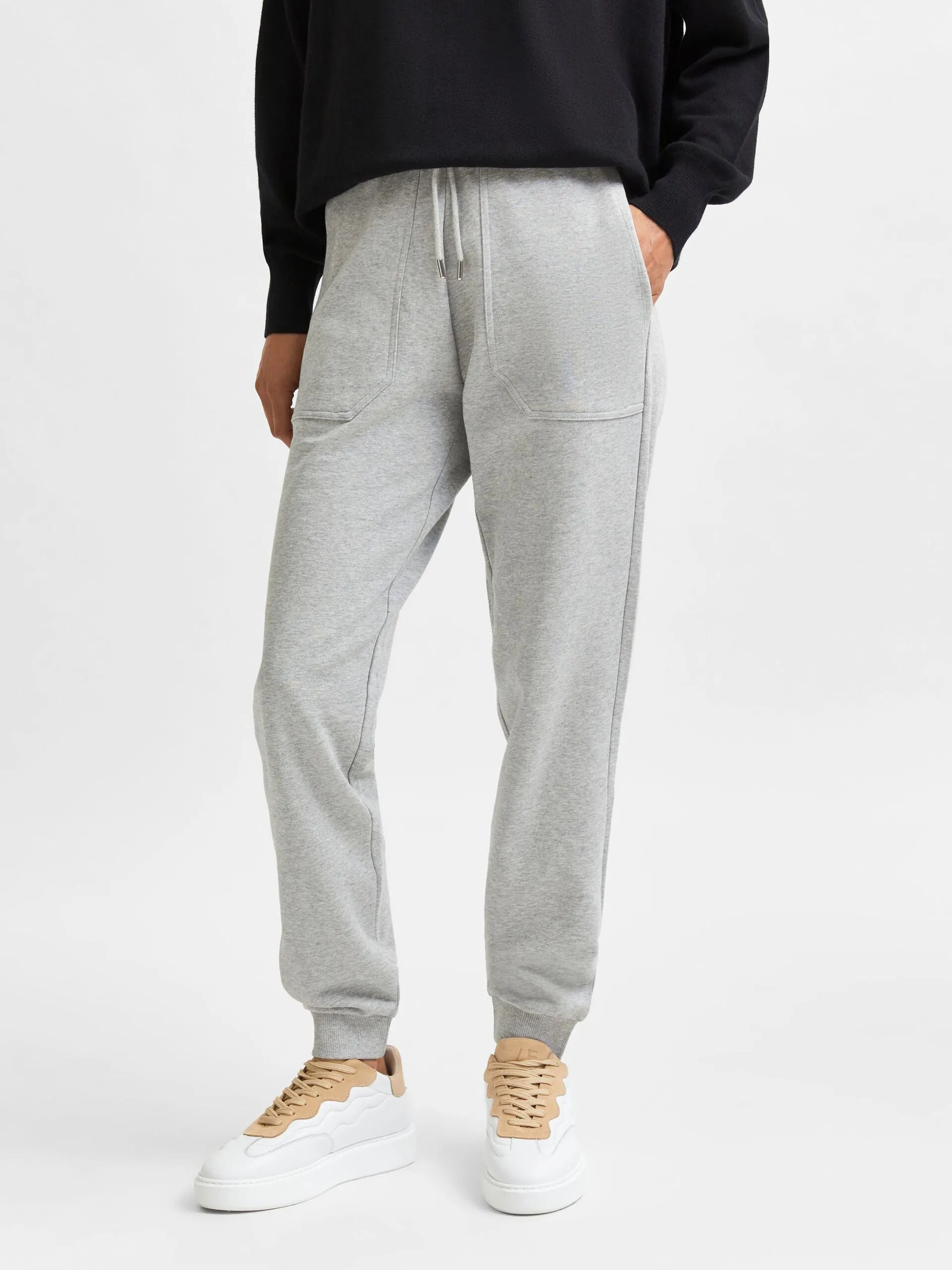 Stasie Organic Cotton Sweatpants - Light Grey Melange