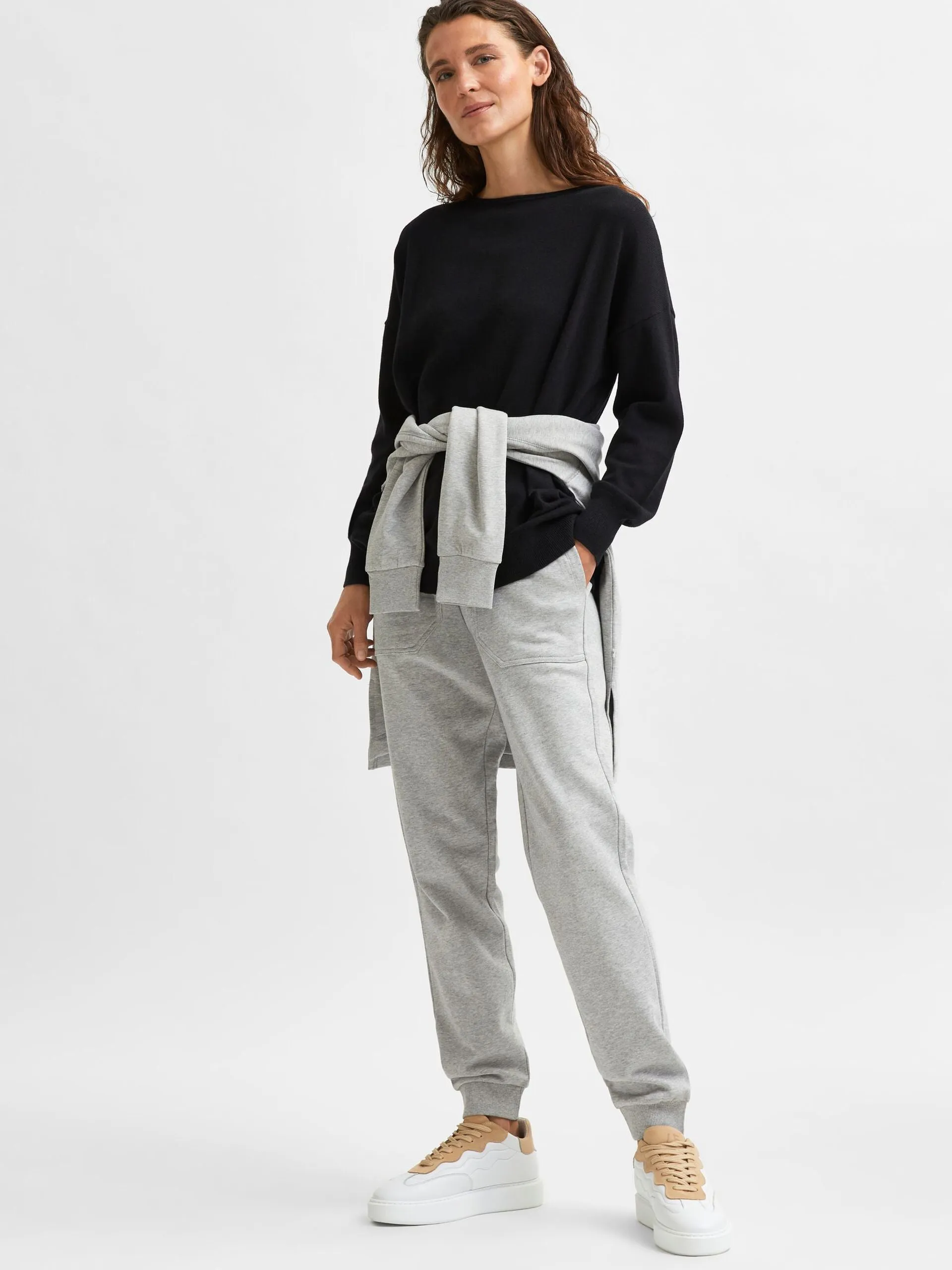 Stasie Organic Cotton Sweatpants - Light Grey Melange