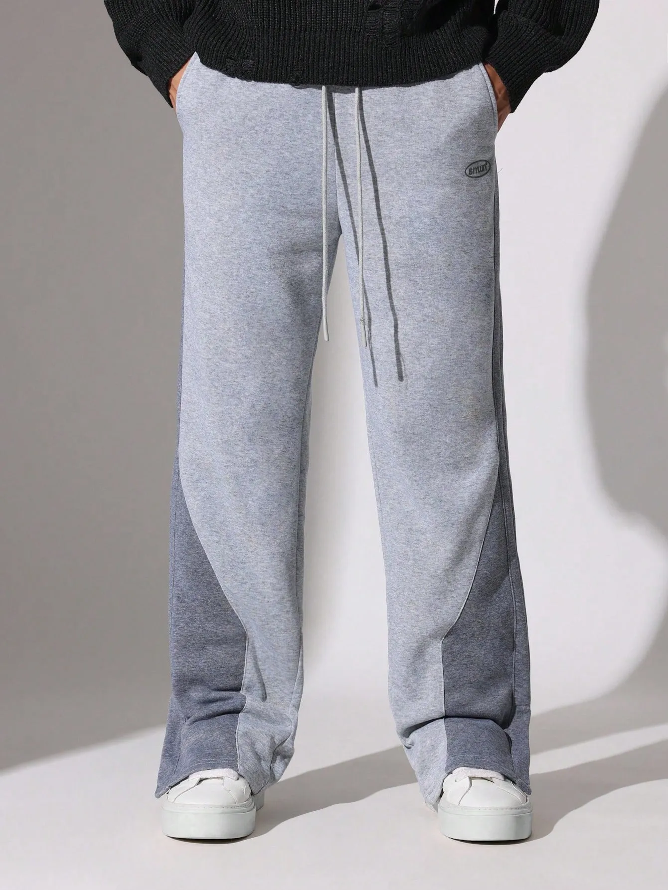 Straight Fit Colour Block Panel Sweatpants With Drawstrings