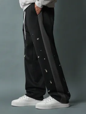 Straight Fit Colour Block Panel Sweatpants With Splatter Paint