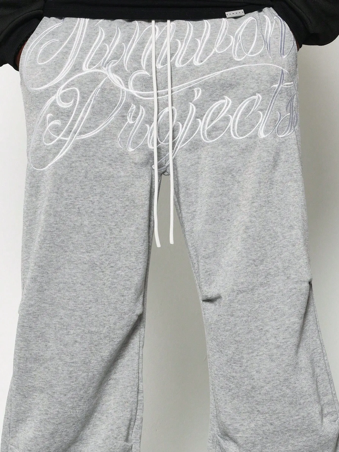 Straight Fit Sweatpants With Large Front Embroidery