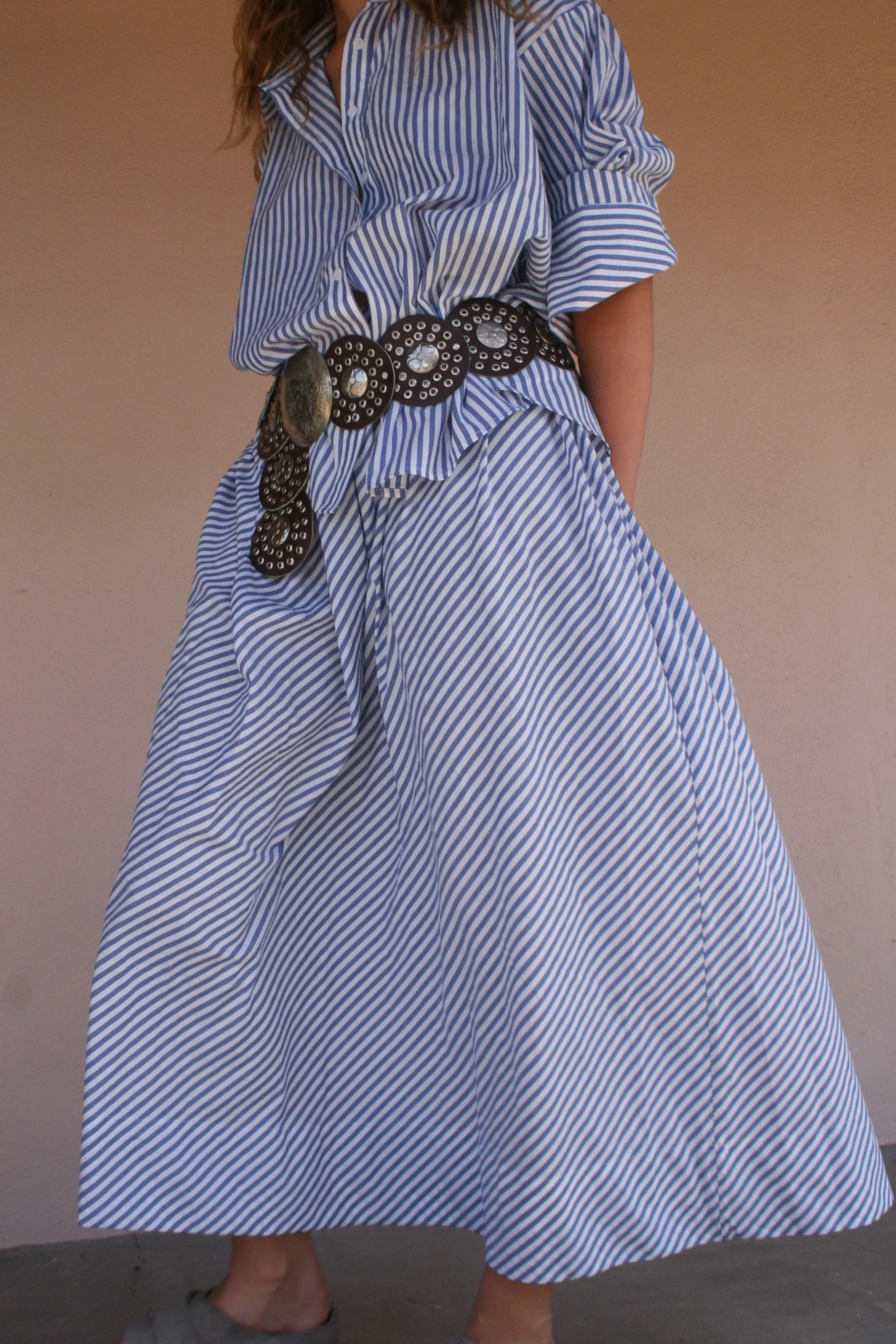 Striped cotton bias Skirt