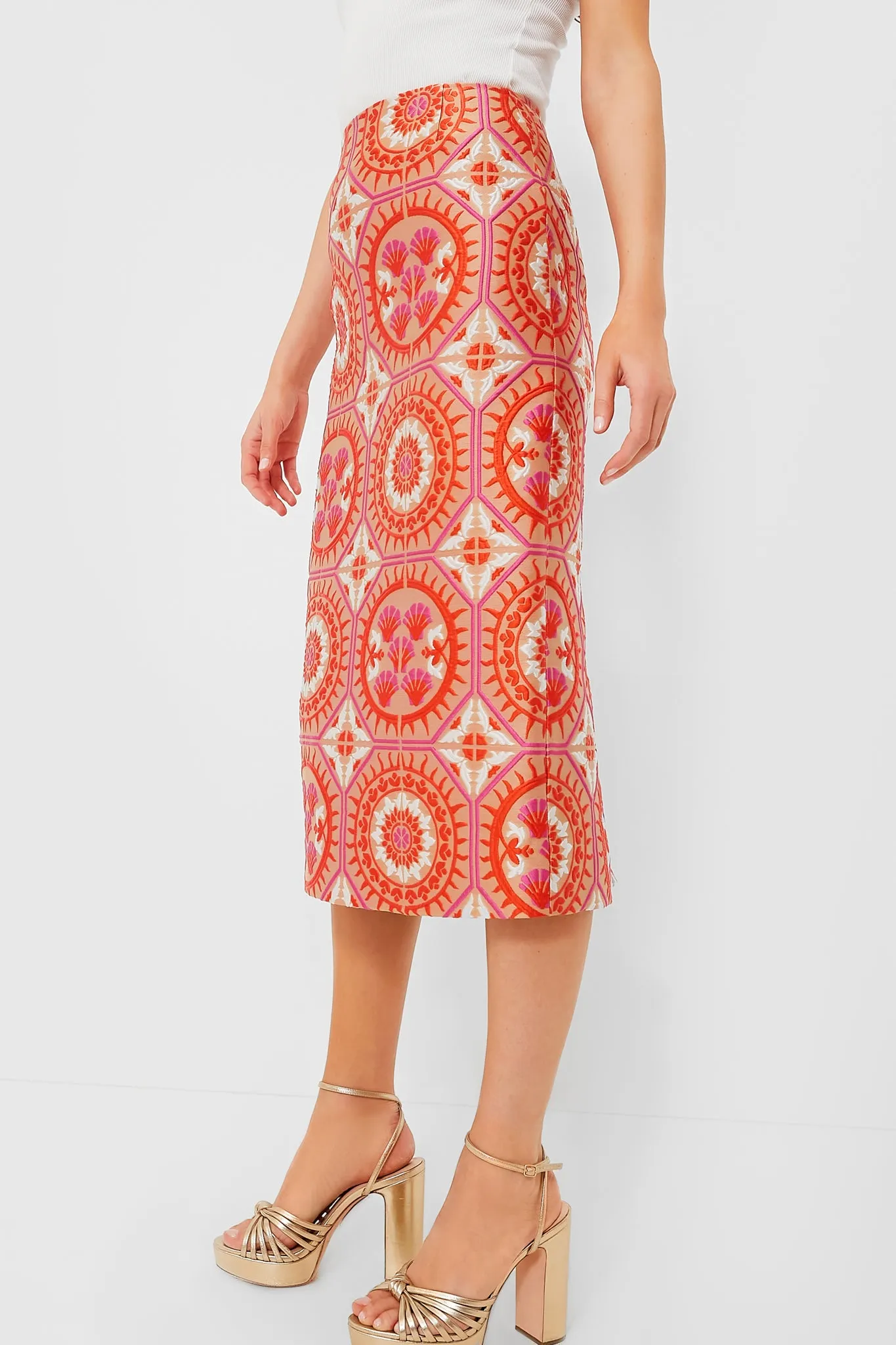 Sun Jacquard Pencil Skirt