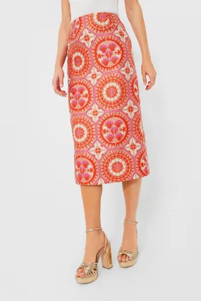 Sun Jacquard Pencil Skirt