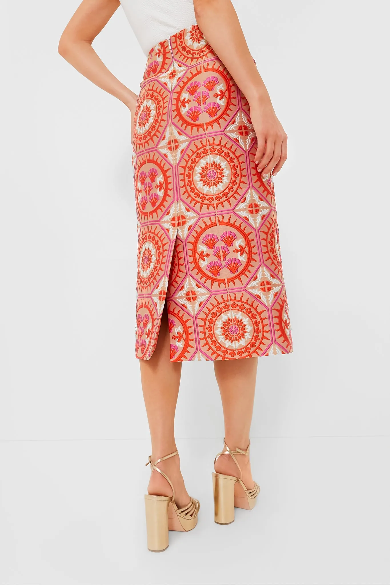 Sun Jacquard Pencil Skirt