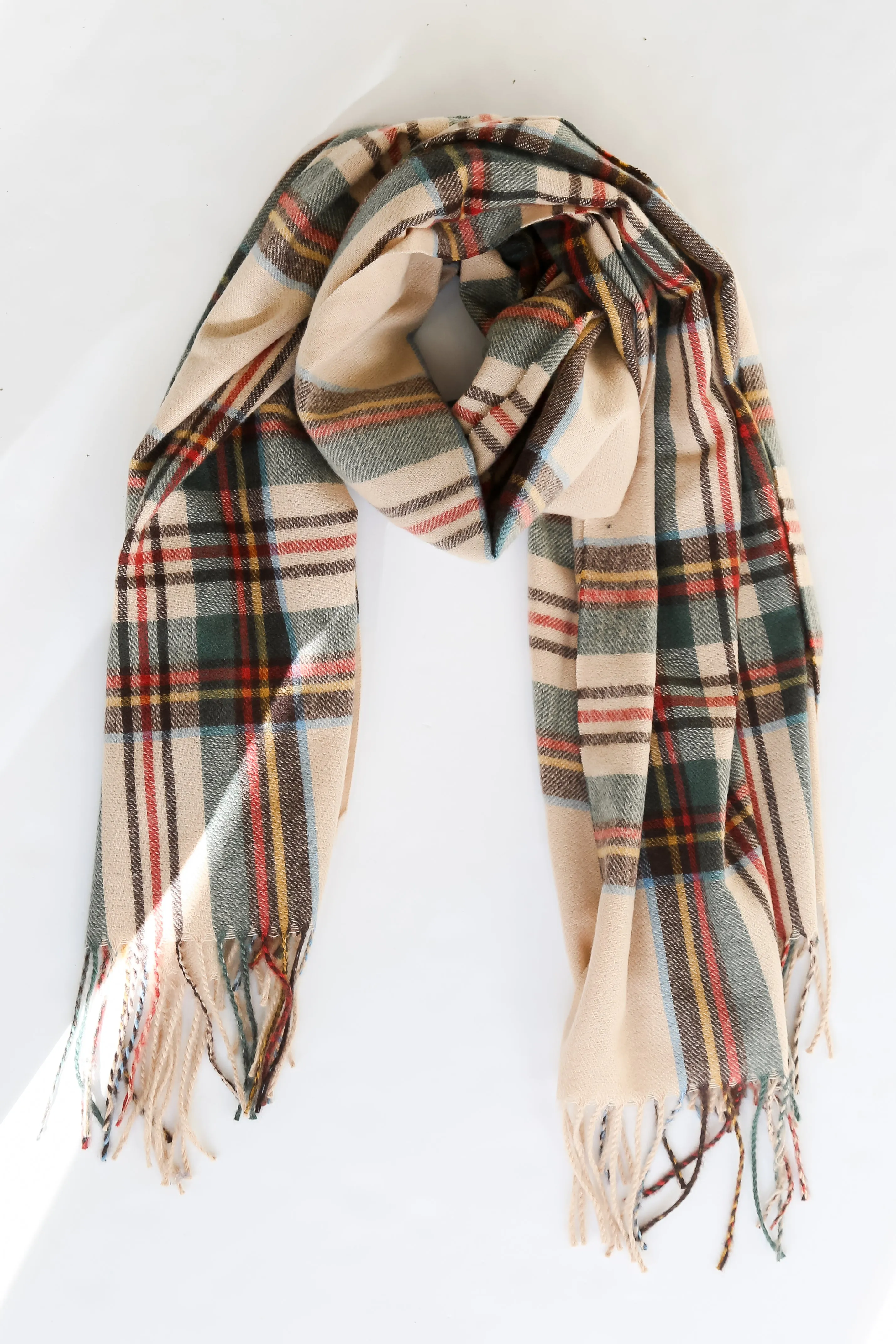 Sweet And Cozy Plaid Fringe Scarf