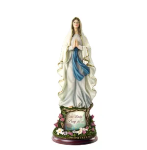 The Bradford Exchange Blessed Mother Sculpture Collection Issue #2 Our Lady, Pray For Us St. Mary Sculpture Religious Handcrafted Detail, Hand-Painted Flowers & Illuminating by Thomas Kinkade 9-Inches