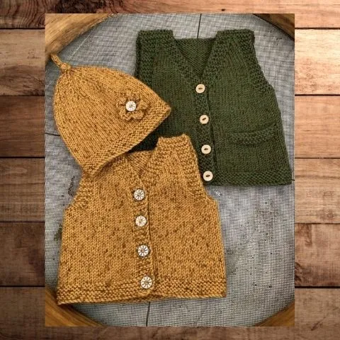 The Kiwi Stitch and Knit Co. - Ava & Archie Vintage Vest & Hat