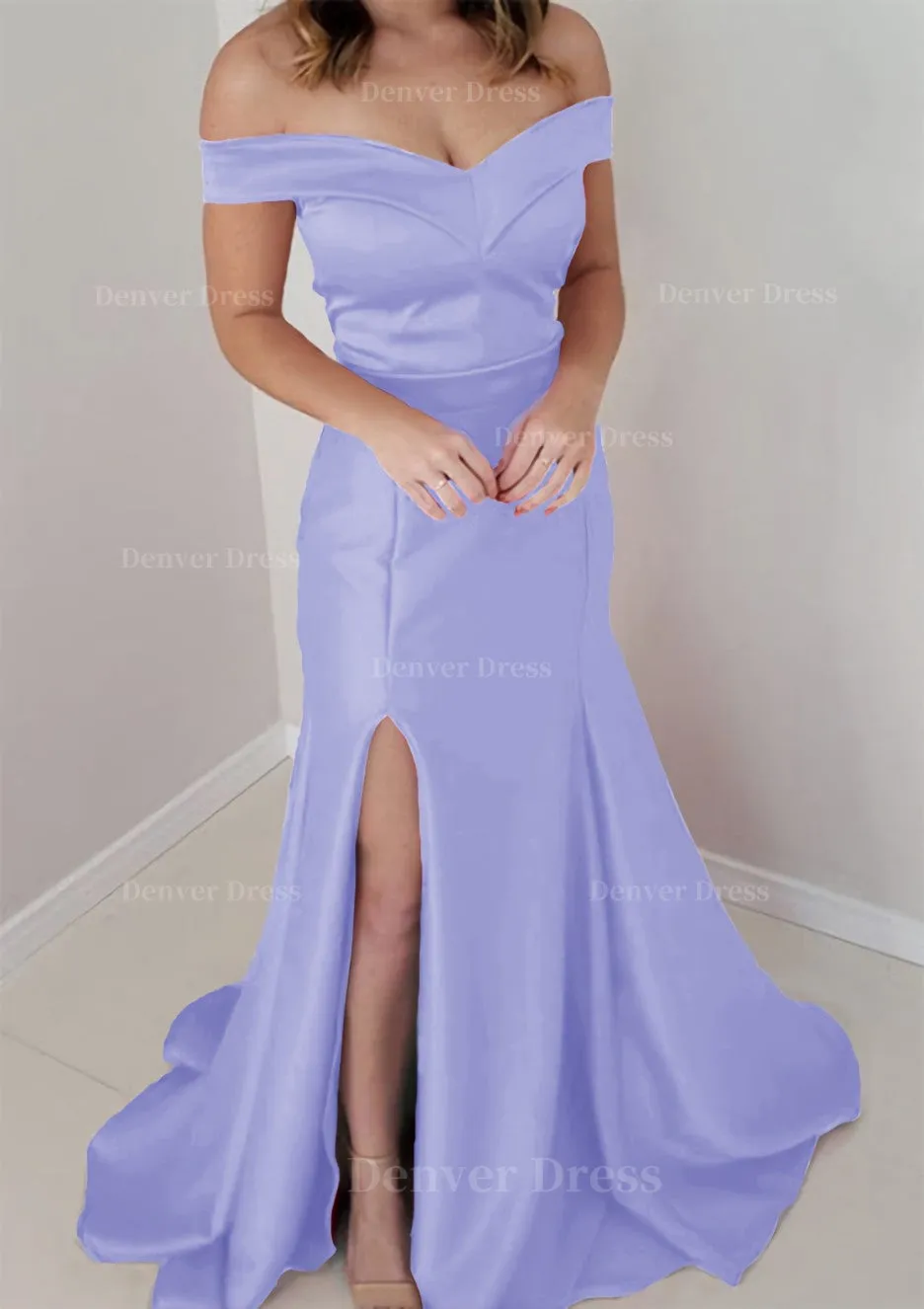 Trumpet/Mermaid Off-the-Shoulder Sleeveless Satin Long/Floor-Length Prom Dress