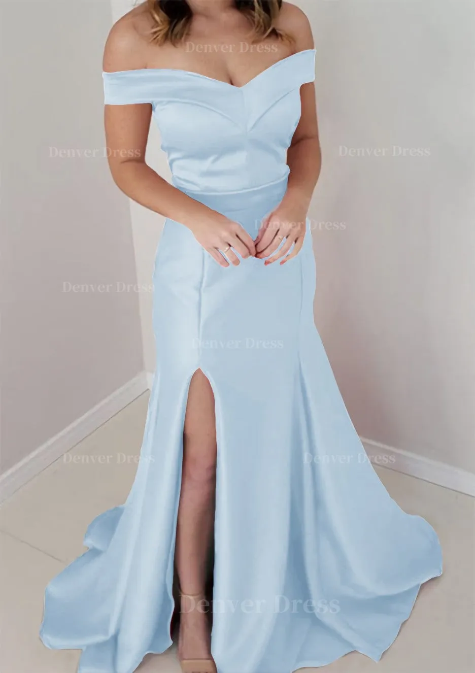 Trumpet/Mermaid Off-the-Shoulder Sleeveless Satin Long/Floor-Length Prom Dress