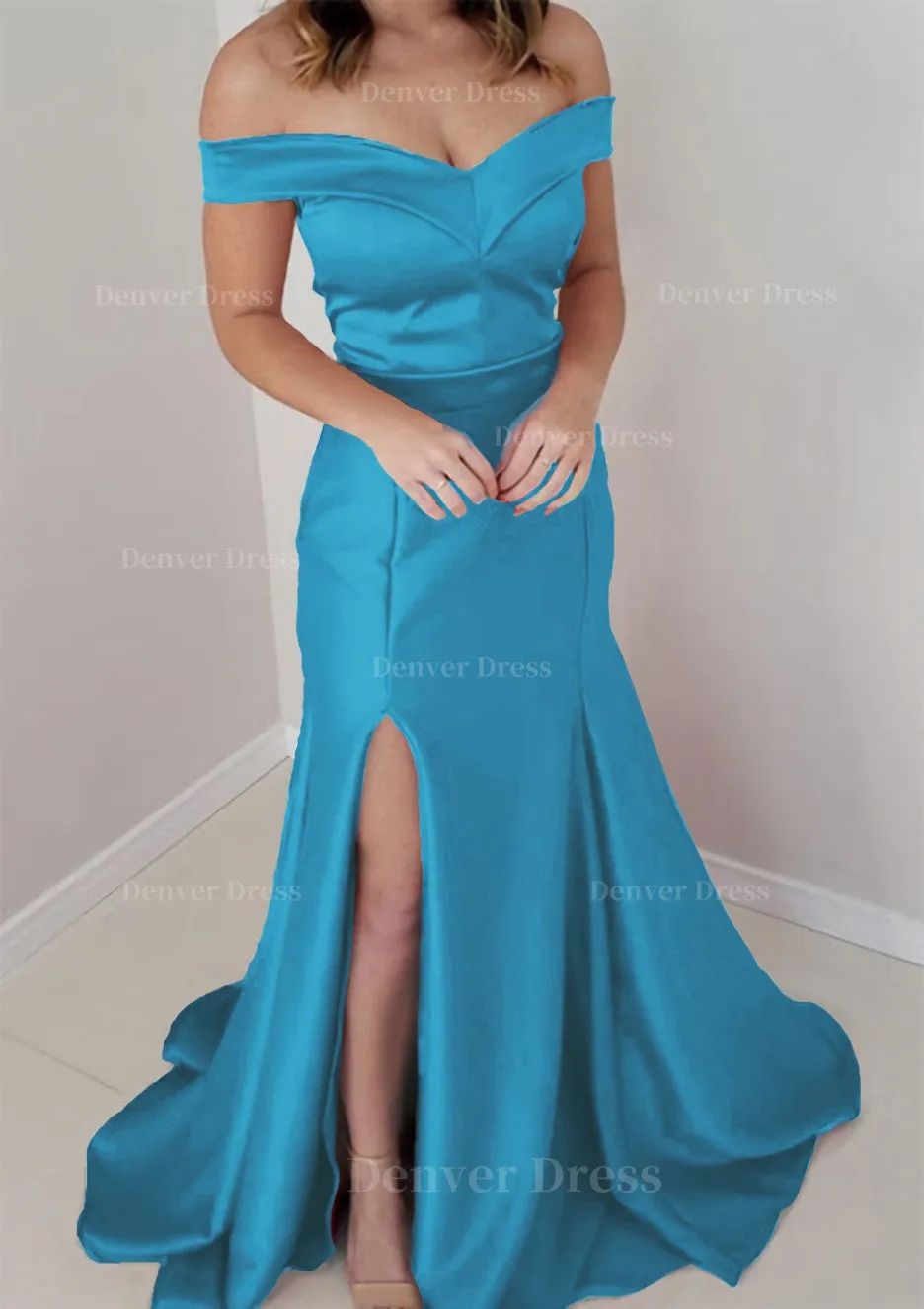 Trumpet/Mermaid Off-the-Shoulder Sleeveless Satin Long/Floor-Length Prom Dress