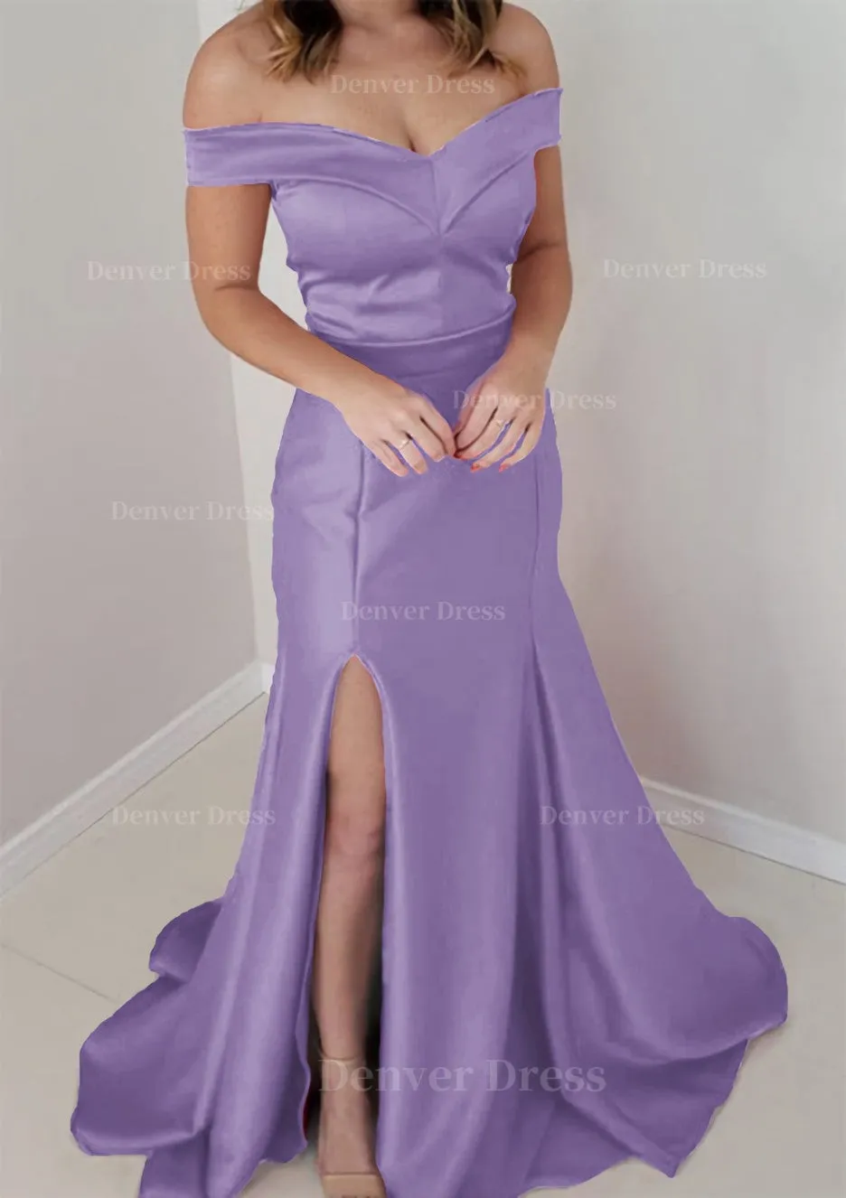 Trumpet/Mermaid Off-the-Shoulder Sleeveless Satin Long/Floor-Length Prom Dress