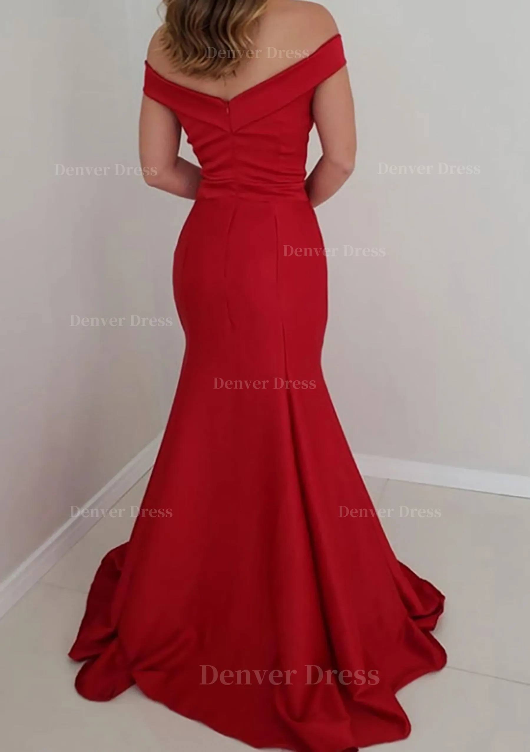 Trumpet/Mermaid Off-the-Shoulder Sleeveless Satin Long/Floor-Length Prom Dress