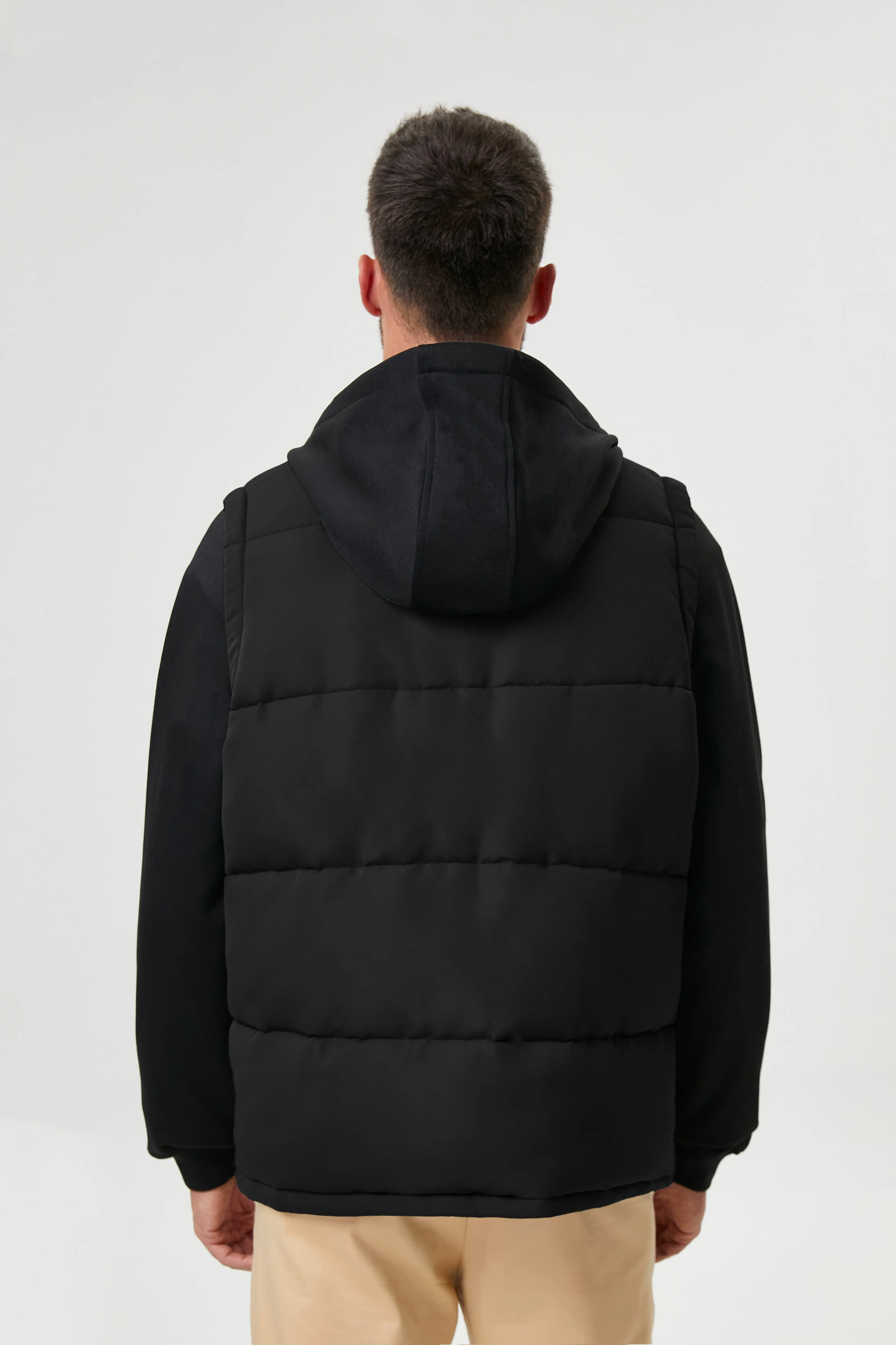 Two-Fer Puffer Vest Hoodie