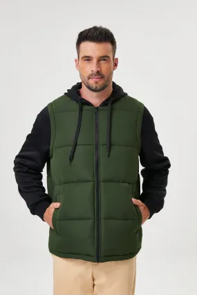 Two-Fer Puffer Vest Hoodie