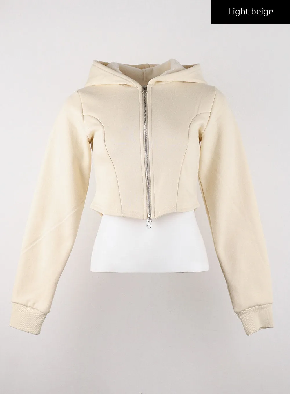 Two-Way Zip-Up Crop Hoodie CD322