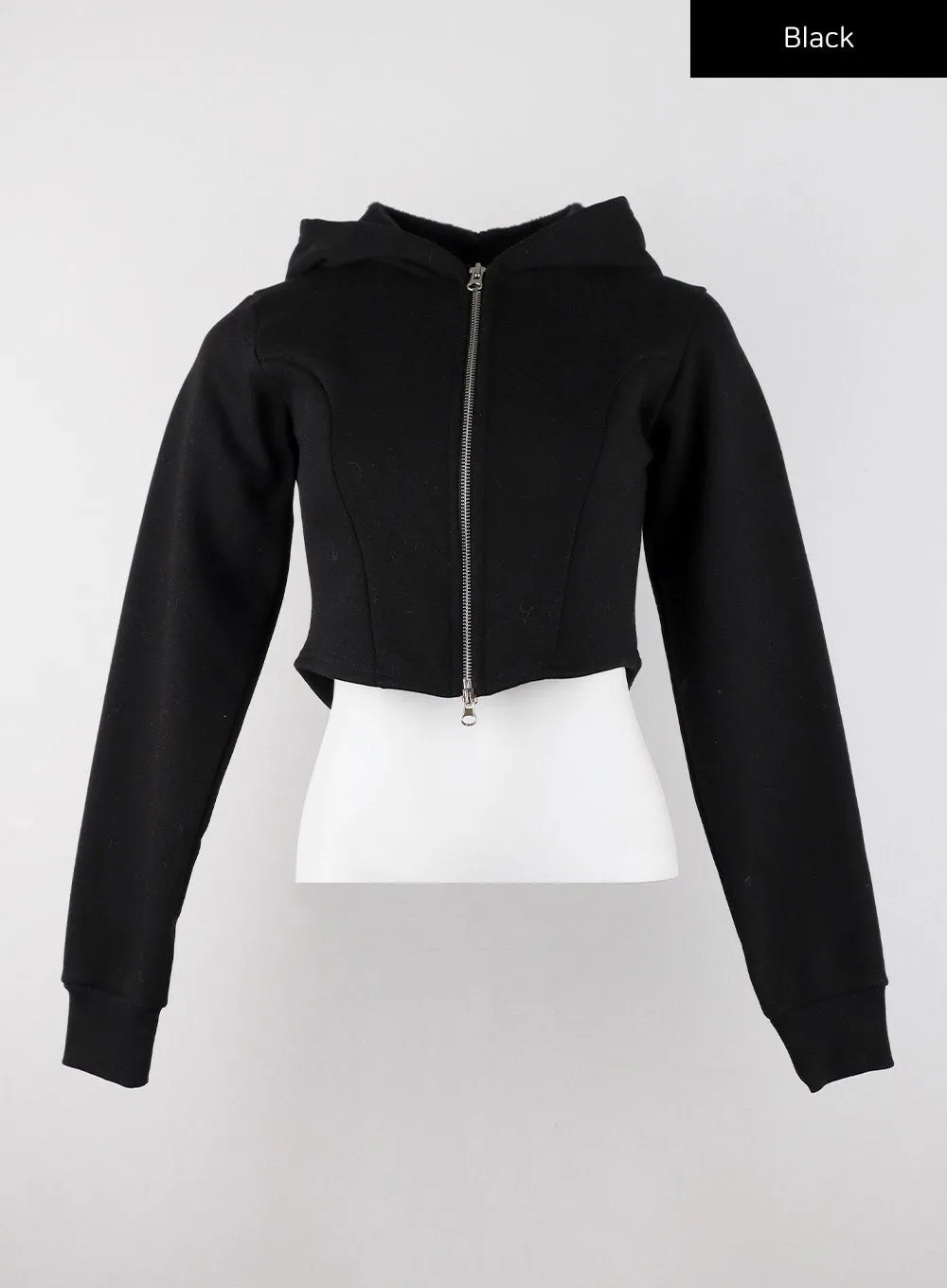 Two-Way Zip-Up Crop Hoodie CD322