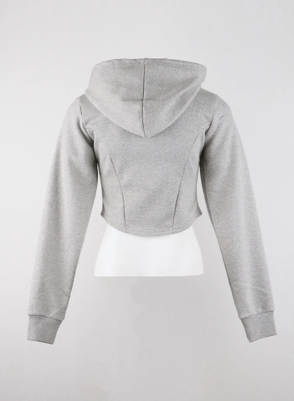 Two-Way Zip-Up Crop Hoodie CD322