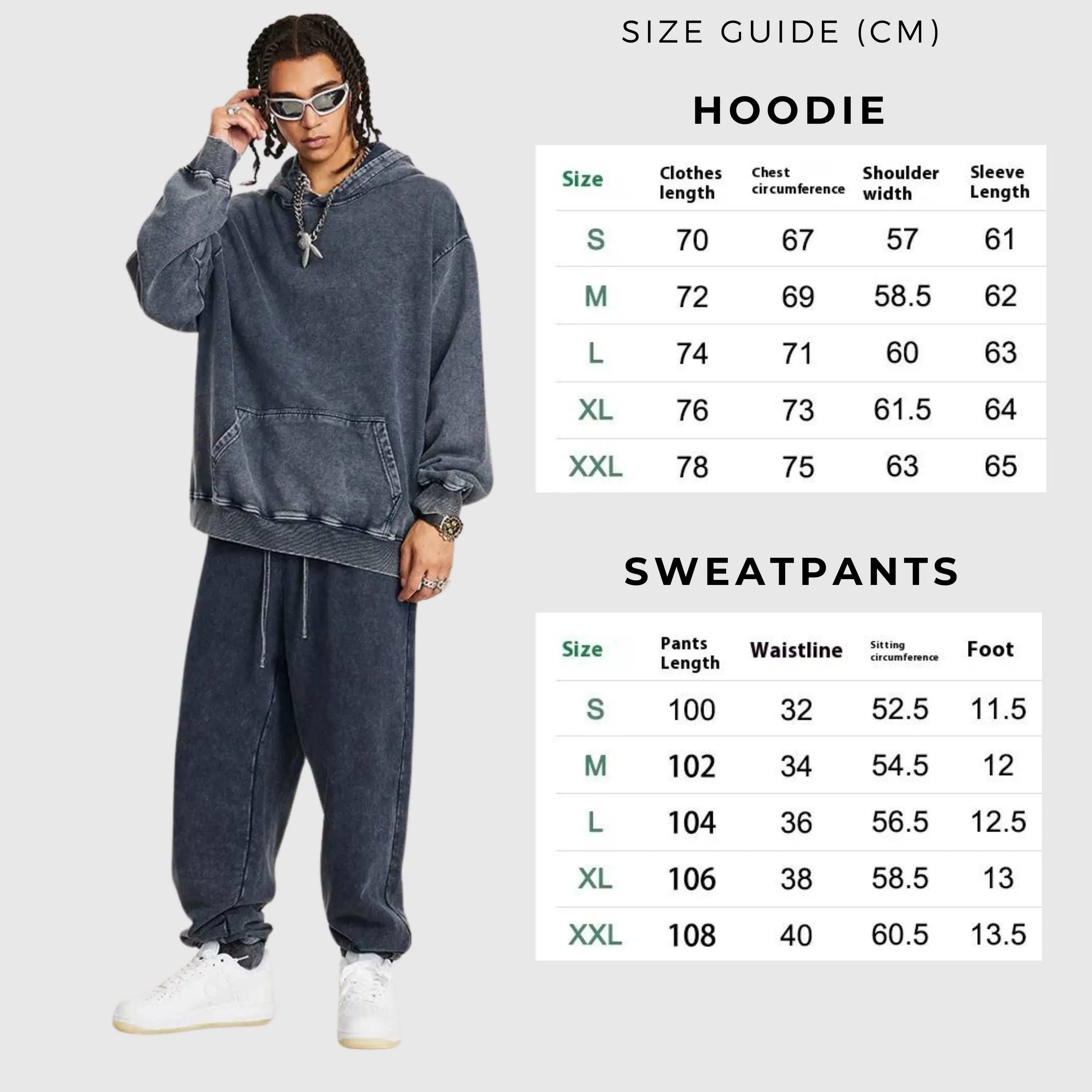 Unisex Comfortable Loose Hoodie and Sweatpants Outfit