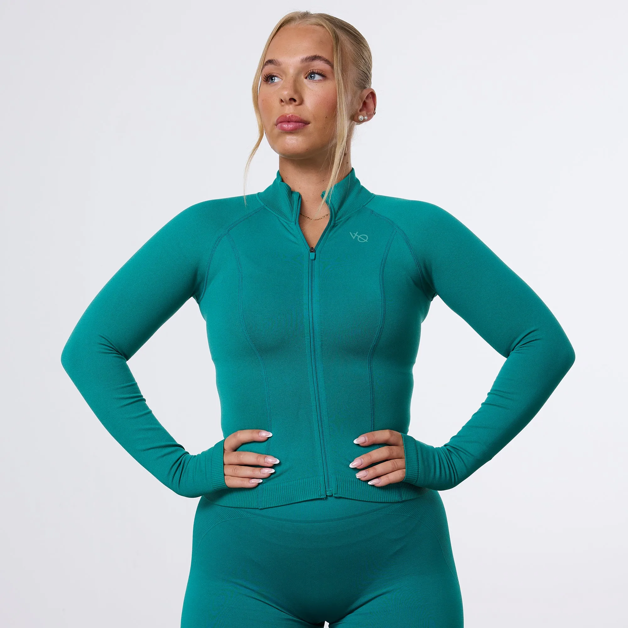 Vanquish Elevate Seamless Emerald Teal Zip Front Jacket