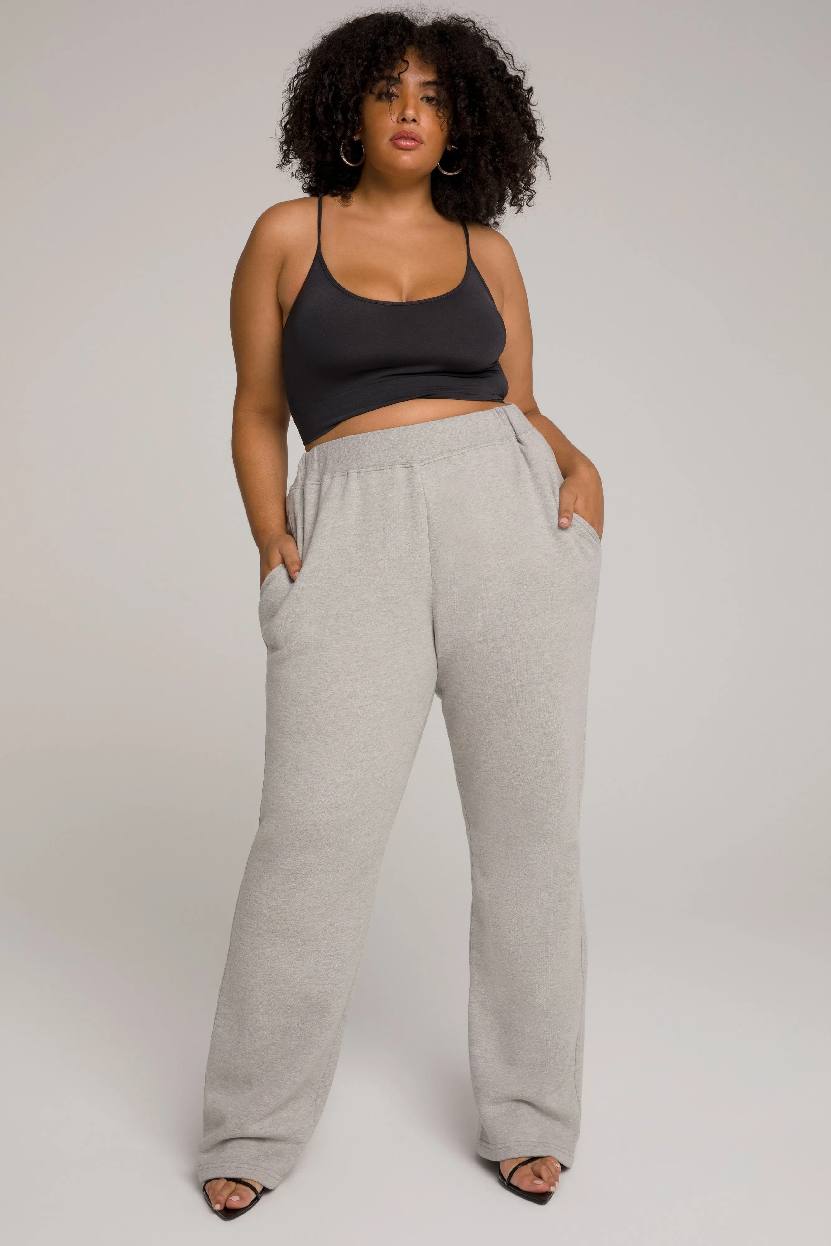 WIDE LEG SWEATPANTS | HEATHER GREY001