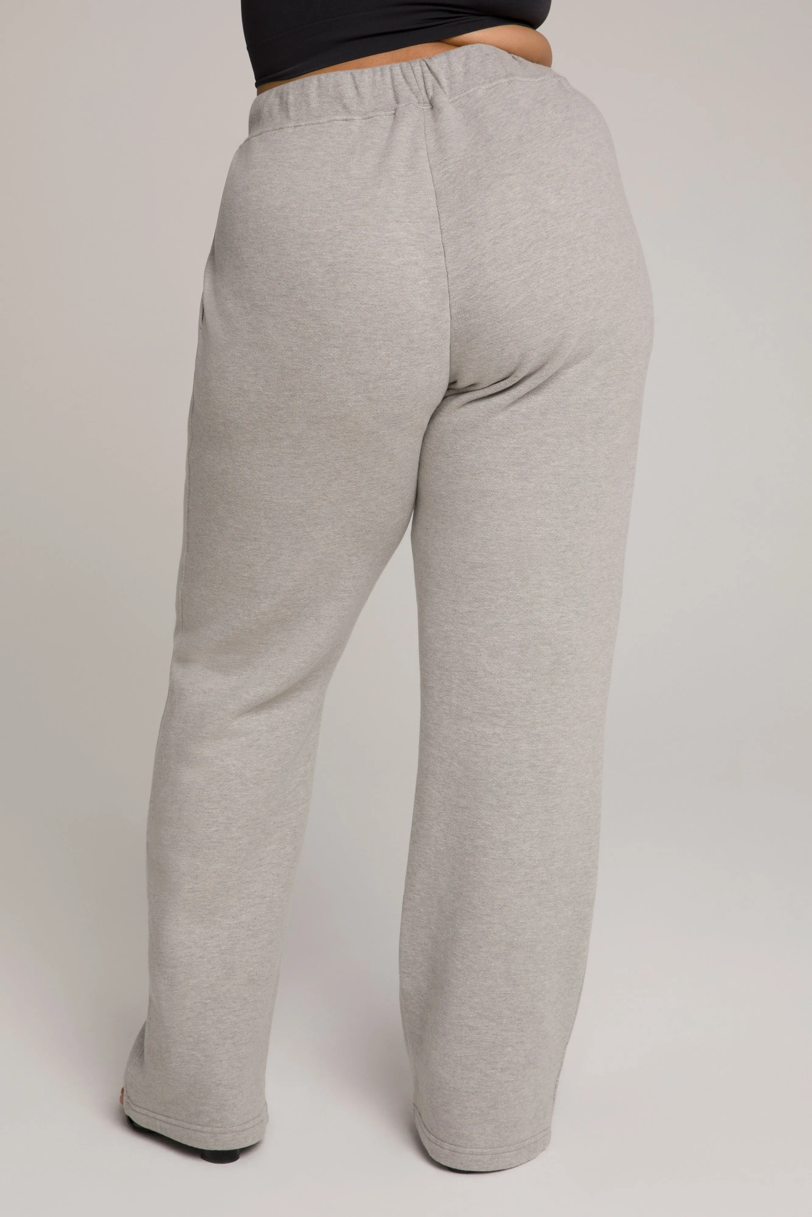 WIDE LEG SWEATPANTS | HEATHER GREY001