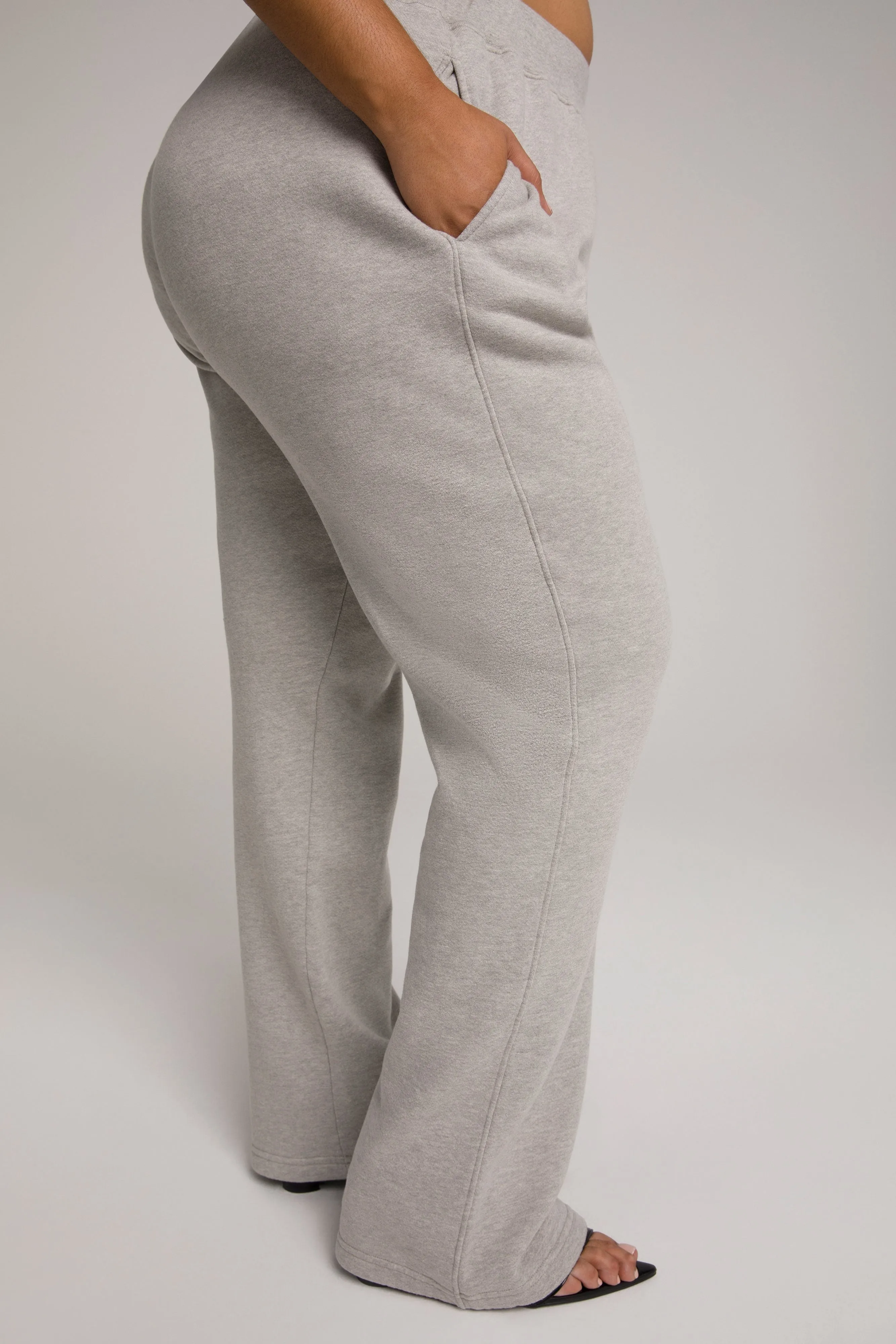 WIDE LEG SWEATPANTS | HEATHER GREY001