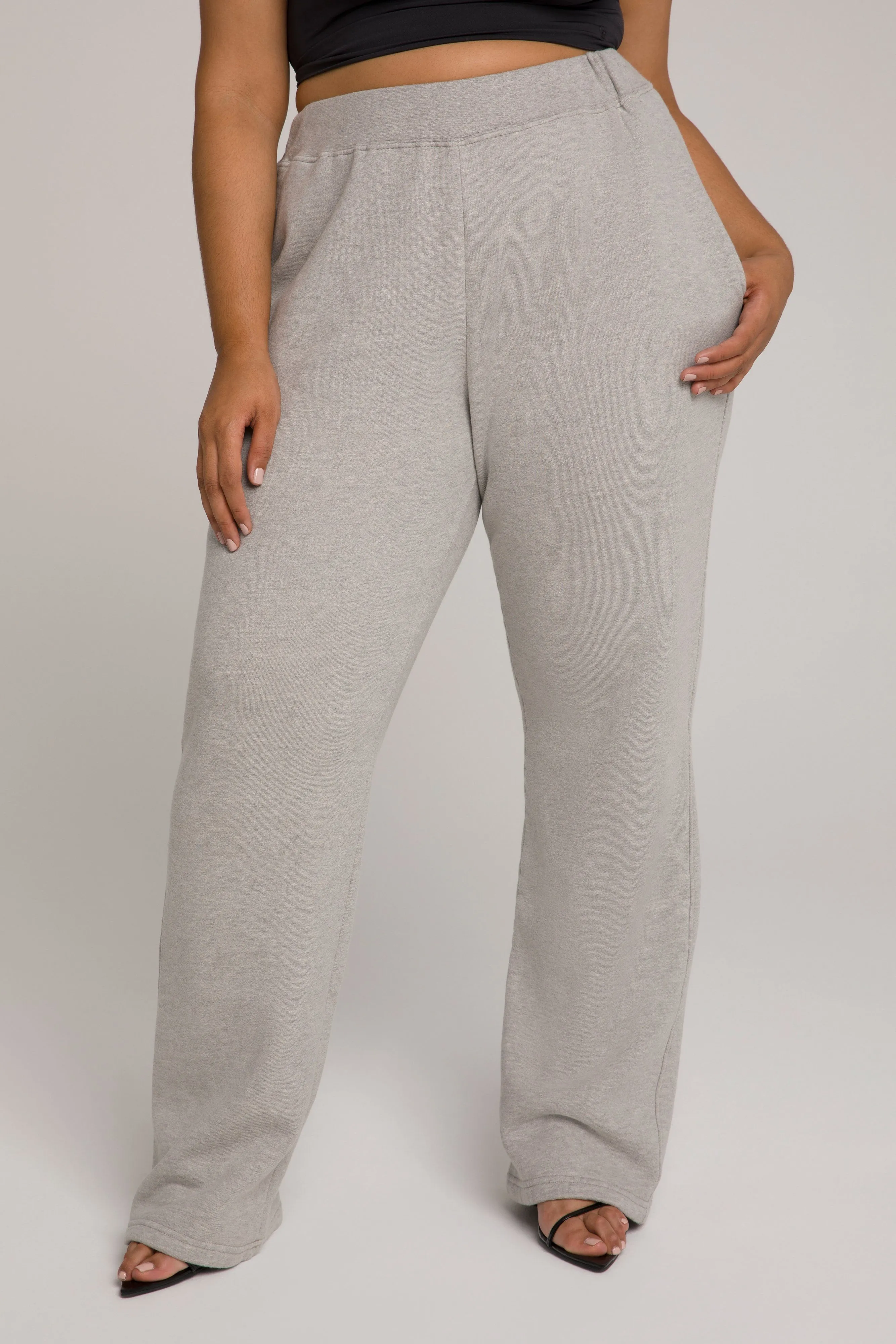 WIDE LEG SWEATPANTS | HEATHER GREY001