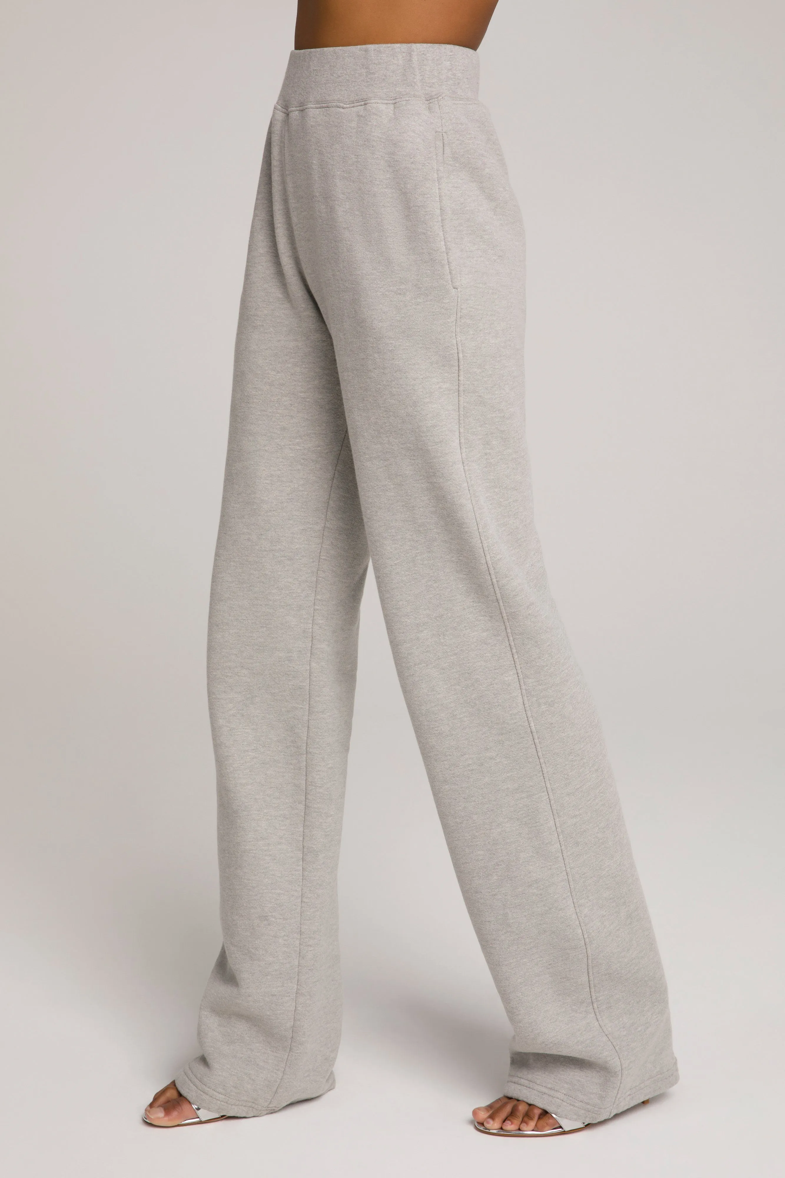 WIDE LEG SWEATPANTS | HEATHER GREY001