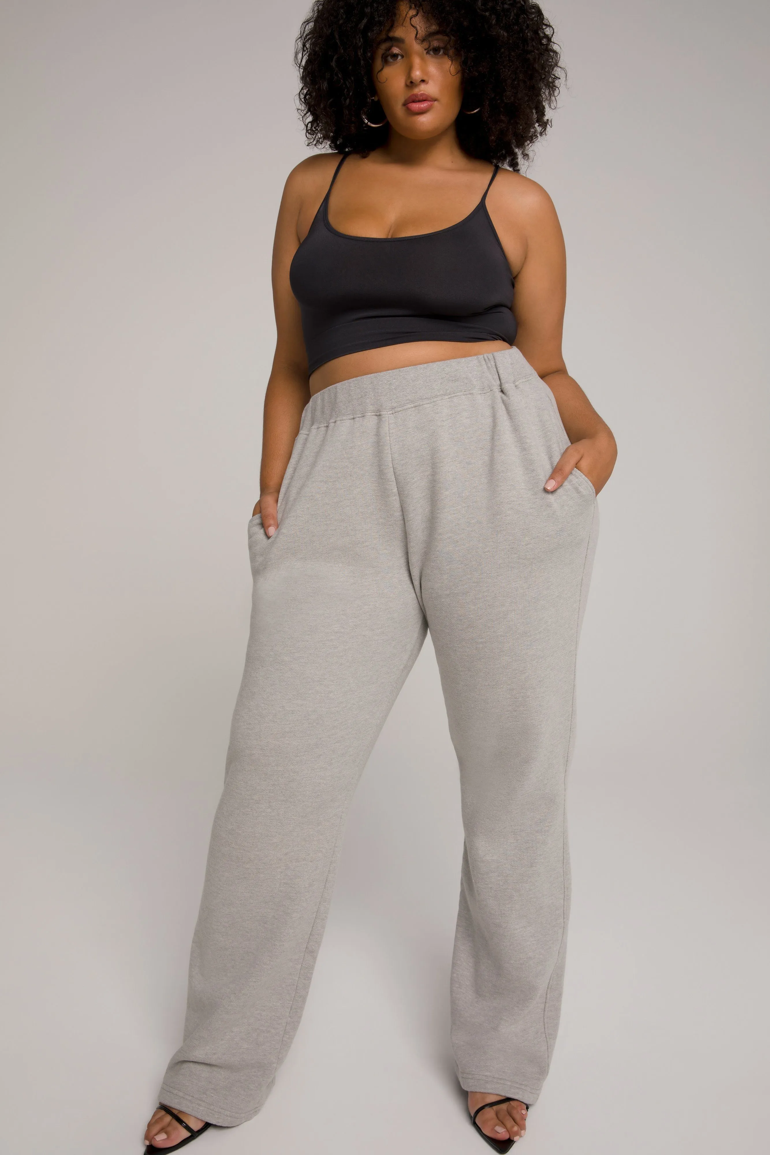 WIDE LEG SWEATPANTS | HEATHER GREY001