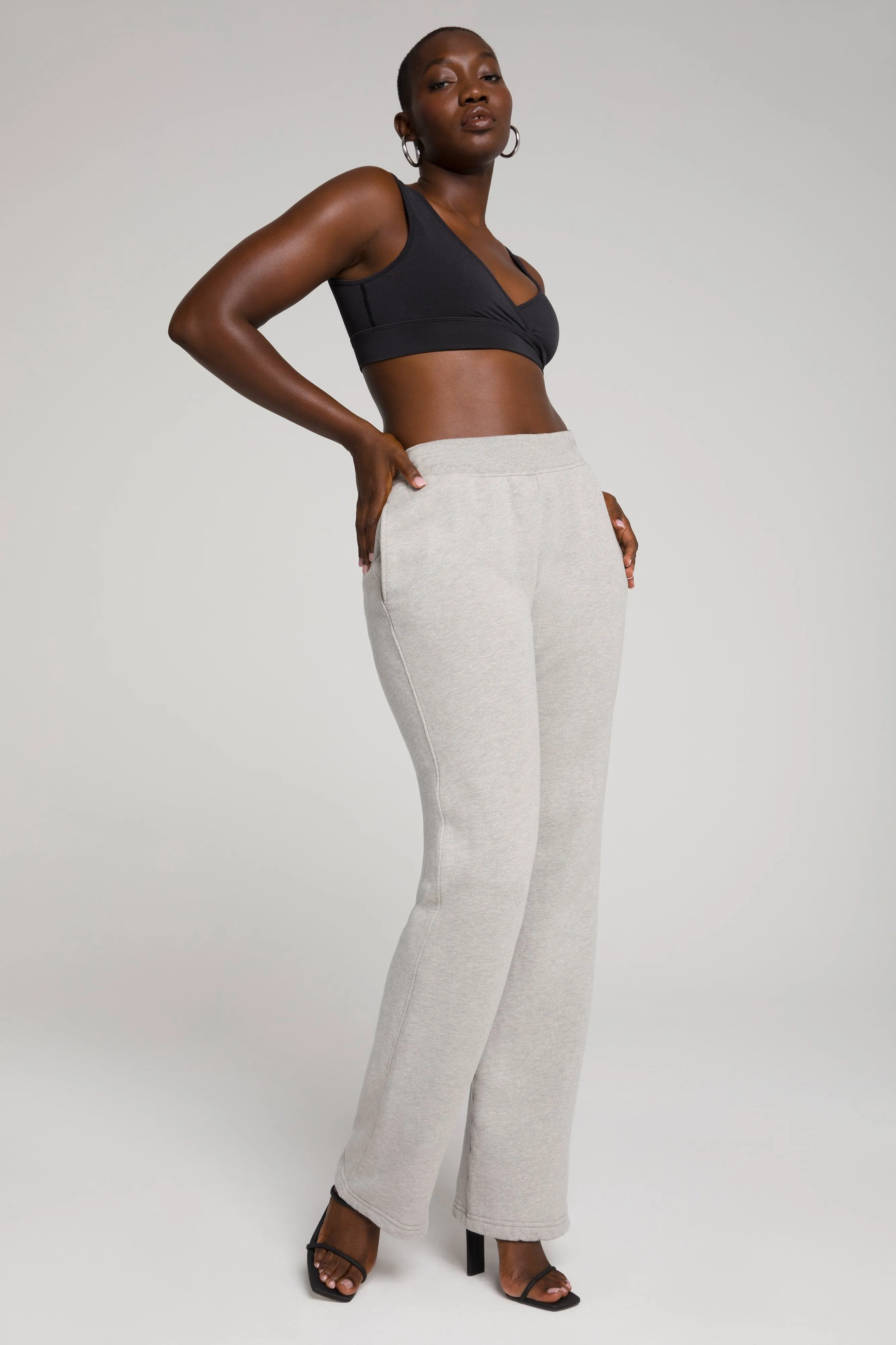 WIDE LEG SWEATPANTS | HEATHER GREY001