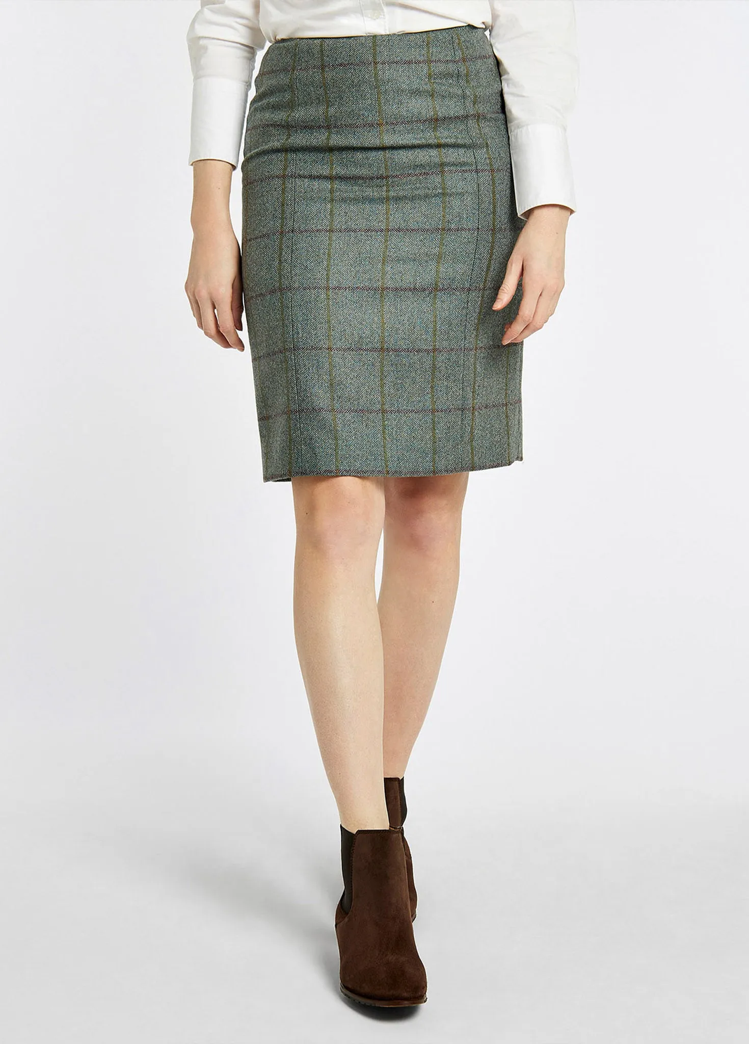 Wisteria Tweed Pencil Skirt - Sorrel