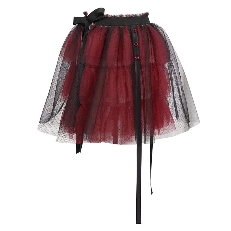 Women's Lolita Strappy Layered Mesh Skirt