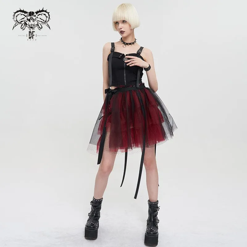 Women's Lolita Strappy Layered Mesh Skirt