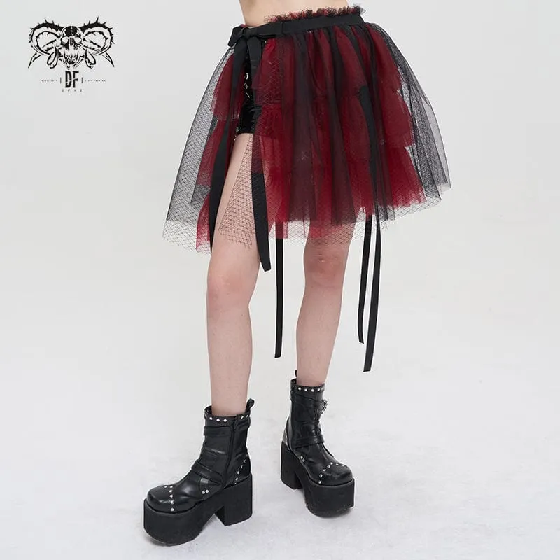 Women's Lolita Strappy Layered Mesh Skirt