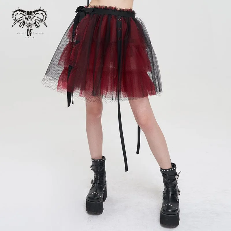 Women's Lolita Strappy Layered Mesh Skirt