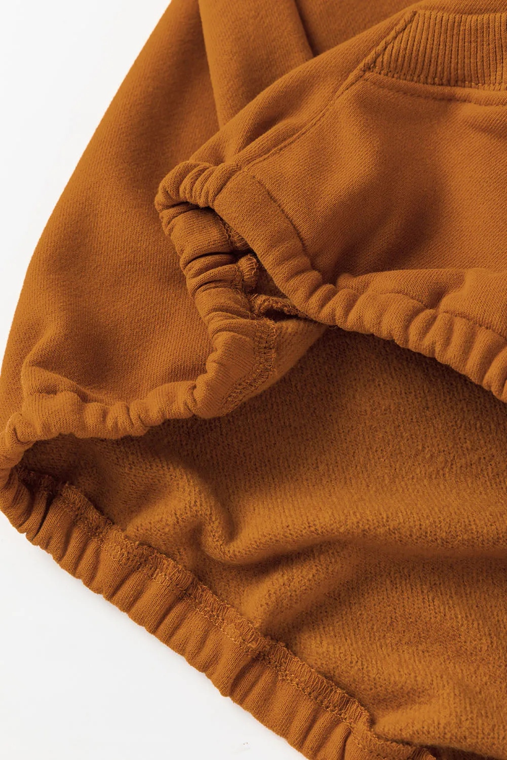 Yellow Solid Color Half Zip Pullover Hoodie with Kangaroo Pocket